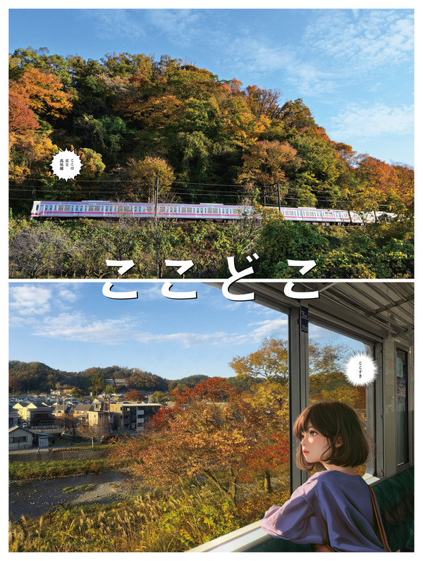 京王に乗って高尾の木々の色づきは、驚くほど色鮮やか。